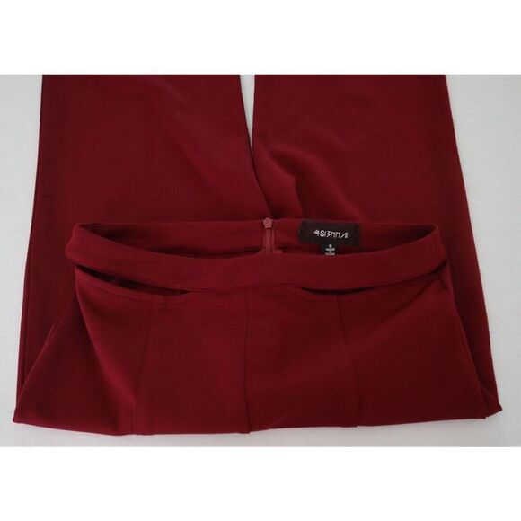 4SI3NNA BDSK4866 Women Sz S Burgundy Sheena High Rise Pants w/Cutouts/Slits $88 - Picture 2 of 11
